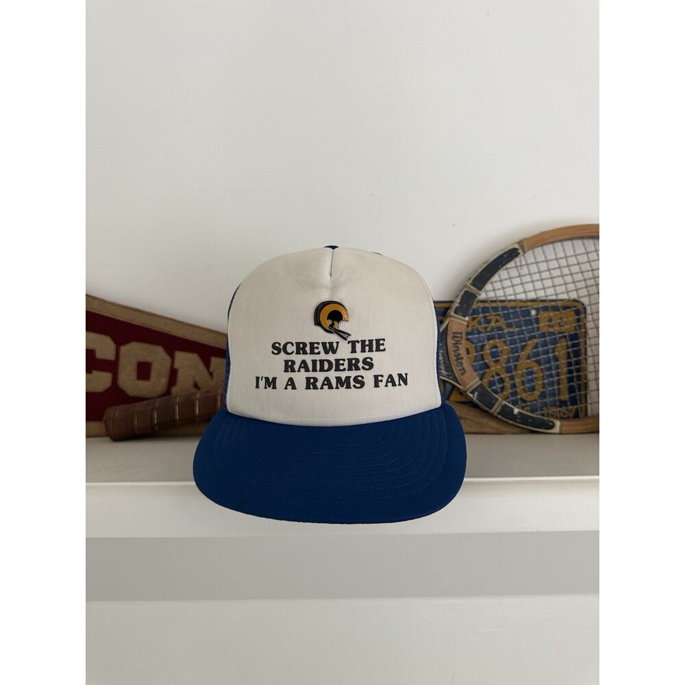 Vintage Screw the Raiders Los Angeles Rams Hat + pin